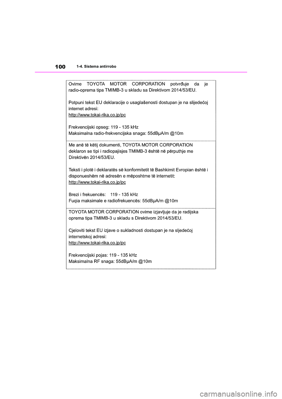 TOYOTA RAV4 2021  Manual del propietario (in Spanish) 1001-4. Sistema antirrobo 