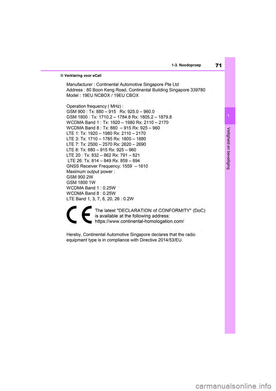 TOYOTA RAV4 2021  Instructieboekje (in Dutch) 71
1
1-3. Noodoproep
Veiligheid en beveiliging
■Verklaring voor eCall
pM_RAV4_OM_OM42D20E_(EE).book  Page 
71  Friday, August 7, 2020  1:15 PM 