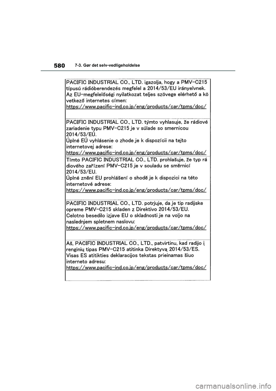 TOYOTA RAV4 2020  Brugsanvisning (in Danish) 5807-3. Gør det selv-vedligeholdelse
OM42D20DK.book  Page 580  Friday, November 27, 2020  1:56 PM 