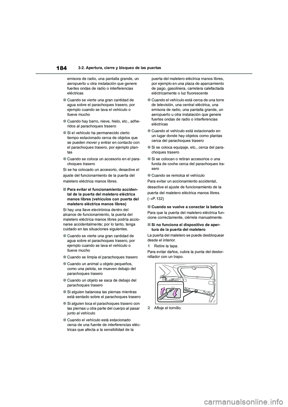 TOYOTA RAV4 2020 Manual del propietario (in Spanish) 1843-2. Apertura, cierre y bloqueo de las puertas
emisora de radio, una pantalla grande, un
aeropuerto u otra instalación que genere
fuertes ondas de radio o interferencias
eléctricas
●Cuando s TOYOTA RAV4 2020 Manual del propietario (in Spanish) 1843-2. Apertura, cierre y bloqueo de las puertas
emisora de radio, una pantalla grande, un
aeropuerto u otra instalación que genere
fuertes ondas de radio o interferencias
eléctricas
●Cuando s