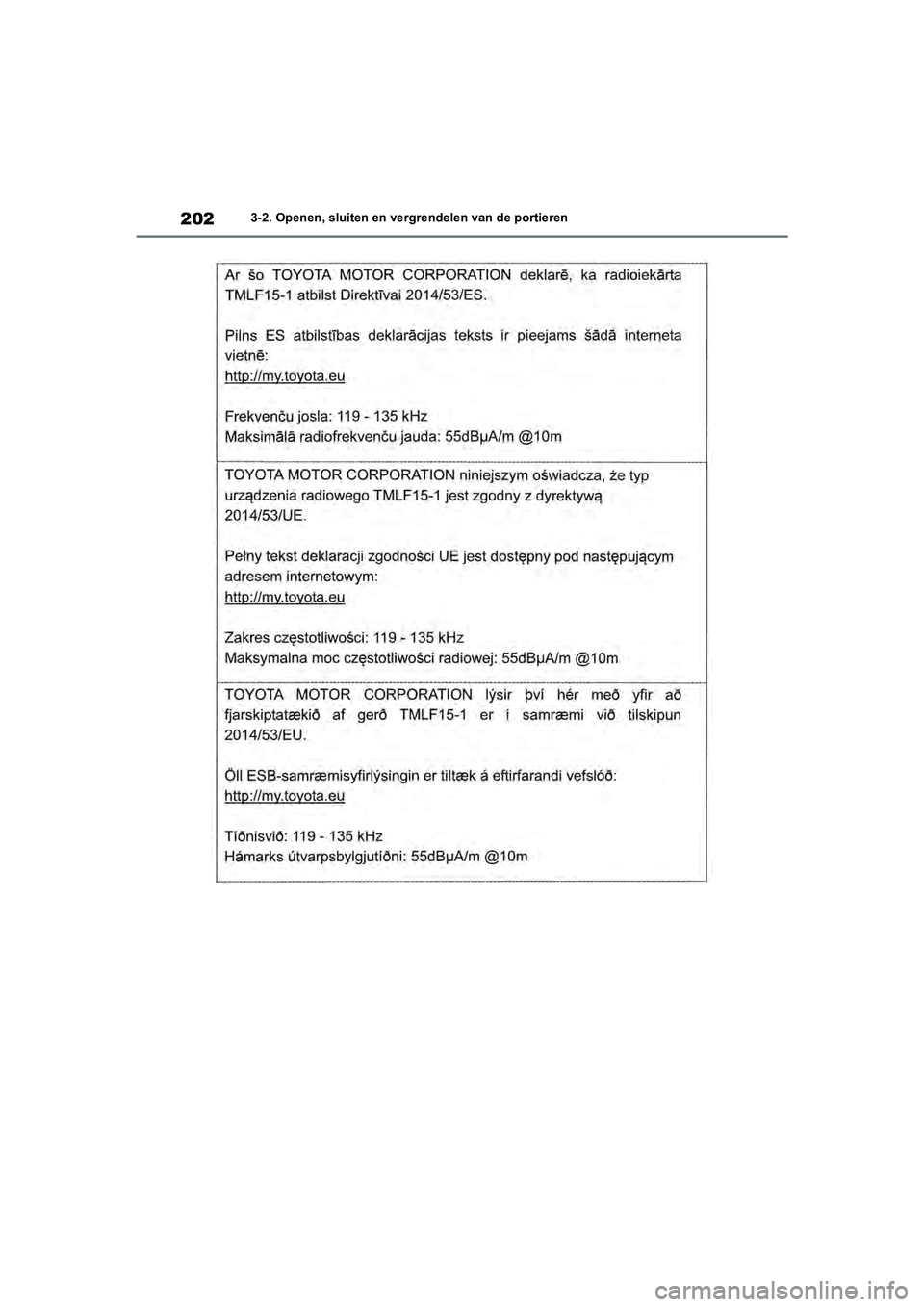 TOYOTA RAV4 2020  Instructieboekje (in Dutch) 2023-2. Openen, sluiten en vergrendelen van de portieren
pM_RAV4_OM_OM42C76E_(EE).book  Page 202  Monday, October 7, 2019  3:26 PM 