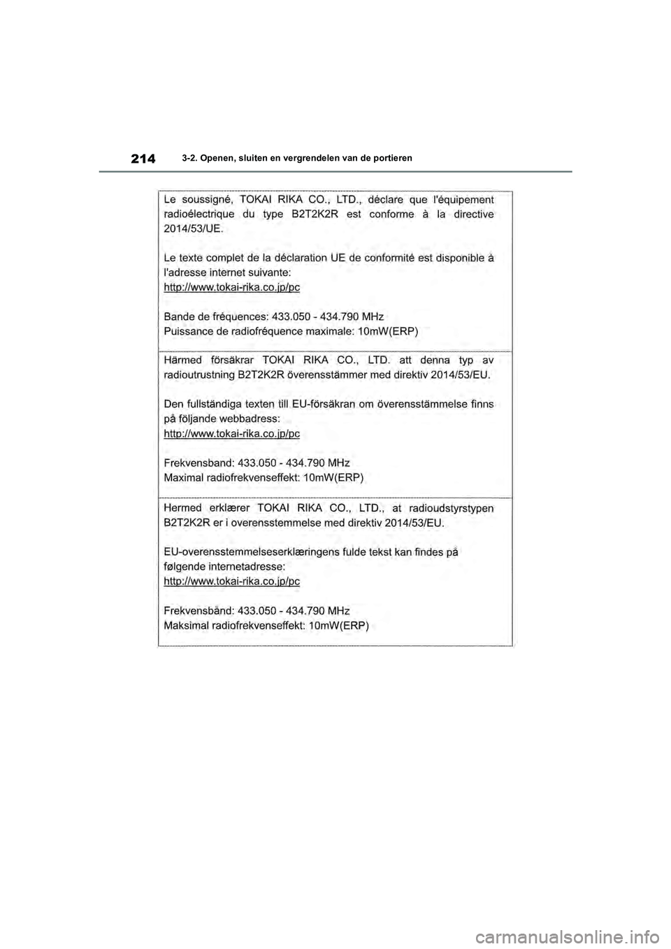 TOYOTA RAV4 2020  Instructieboekje (in Dutch) 2143-2. Openen, sluiten en vergrendelen van de portieren
pM_RAV4_OM_OM42C76E_(EE).book  Page 214  Monday, October 7, 2019  3:26 PM 