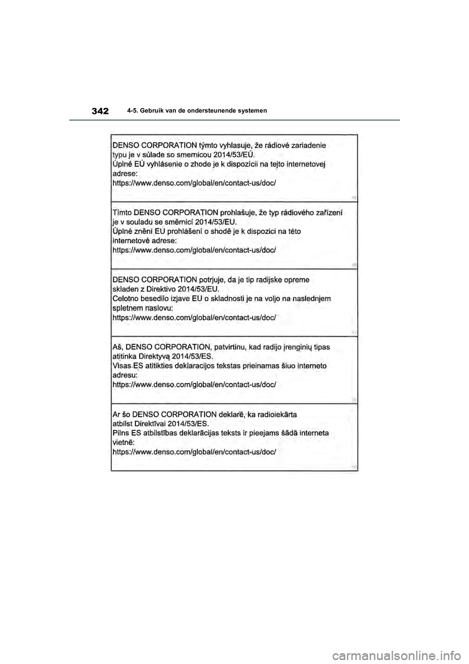 TOYOTA RAV4 2020  Instructieboekje (in Dutch) 3424-5. Gebruik van de ondersteunende systemen
pM_RAV4_OM_OM42C76E_(EE).book  Page 342  Monday, October 7, 2019  3:26 PM 