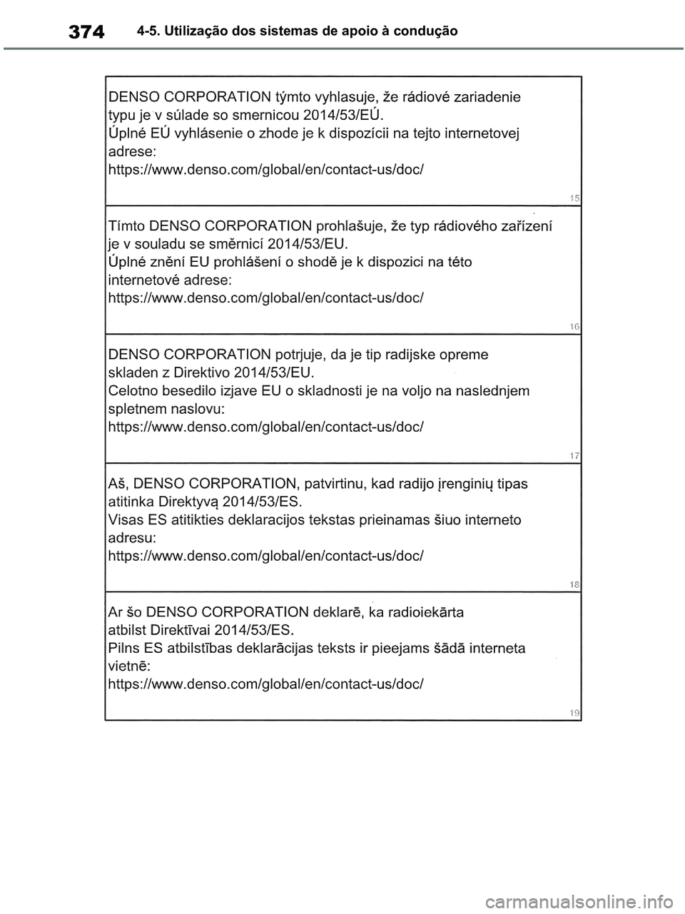 TOYOTA RAV4 2020  Manual de utilização (in Portuguese) 3744-5. Utilização dos sistemas de apoio à condução
pM_RAV4-HV_OM_OM42D32PT.book  Page 374  Wednesday, January 27, 2021  6:28 PM 