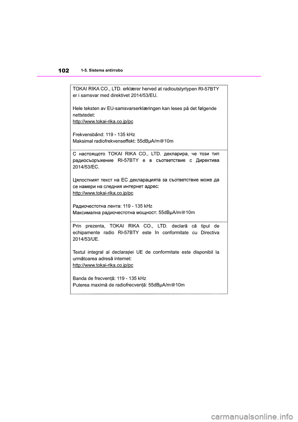 TOYOTA RAV4 2019  Manual del propietario (in Spanish) 1021-5. Sistema antirrobo 