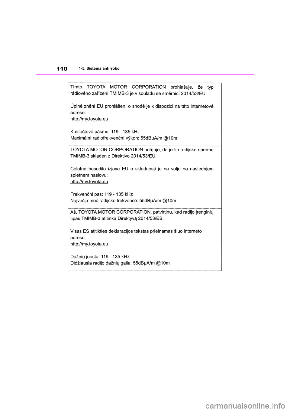 TOYOTA RAV4 2019  Manual del propietario (in Spanish) 1101-5. Sistema antirrobo 