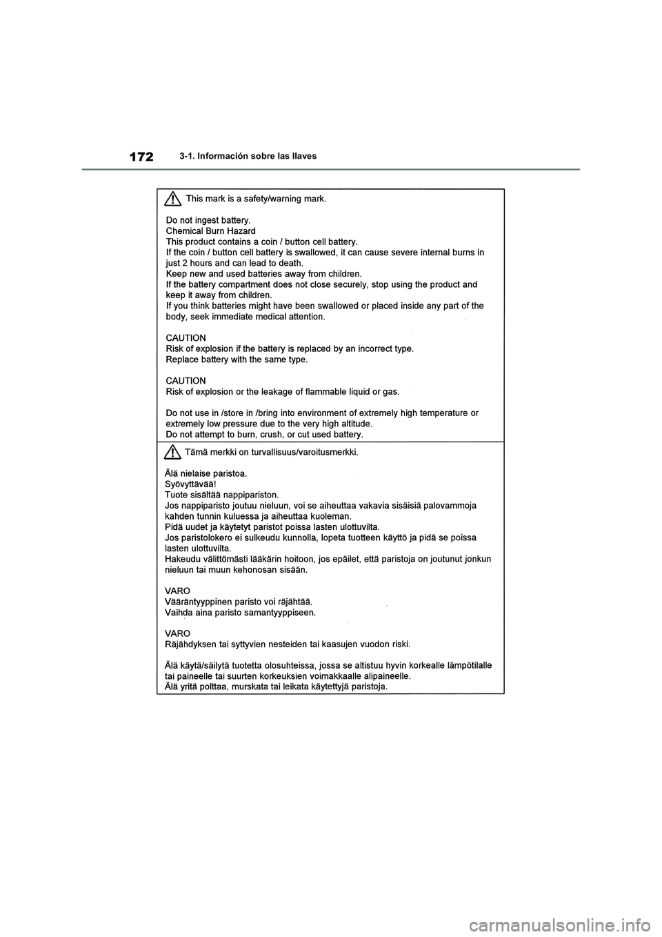 TOYOTA RAV4 2019  Manual del propietario (in Spanish) 1723-1. Información sobre las llaves 
