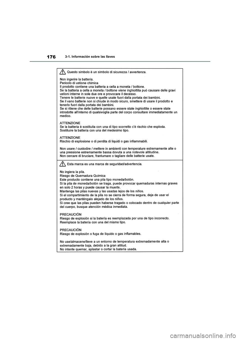 TOYOTA RAV4 2019  Manual del propietario (in Spanish) 1763-1. Información sobre las llaves 