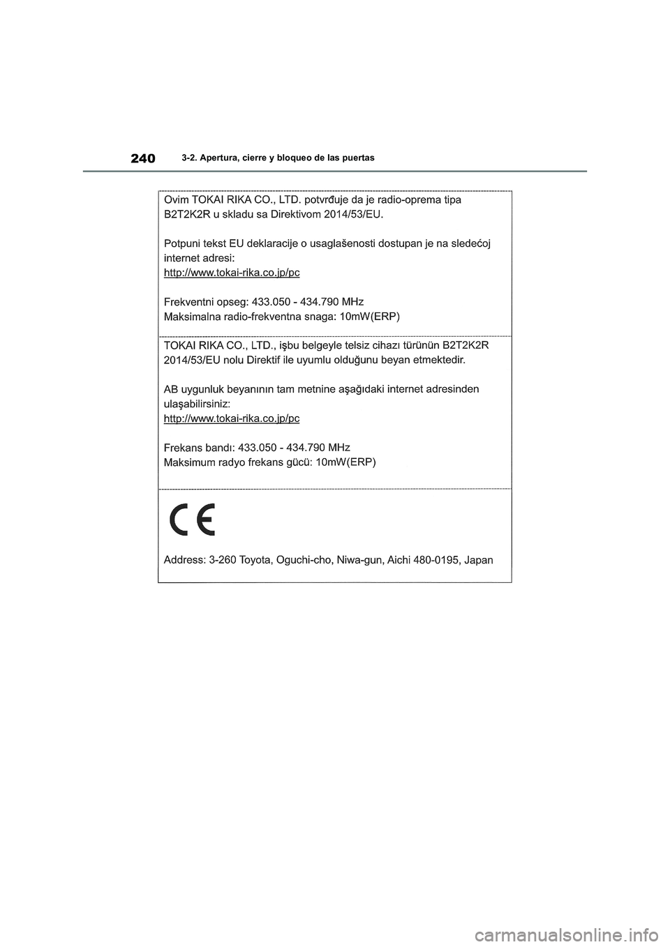 TOYOTA RAV4 2019  Manual del propietario (in Spanish) 2403-2. Apertura, cierre y bloqueo de las puertas 