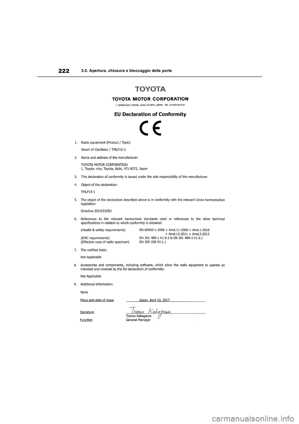 TOYOTA RAV4 2019  Manuale duso (in Italian) 2223-2. Apertura, chiusura e bloccaggio delle porte 