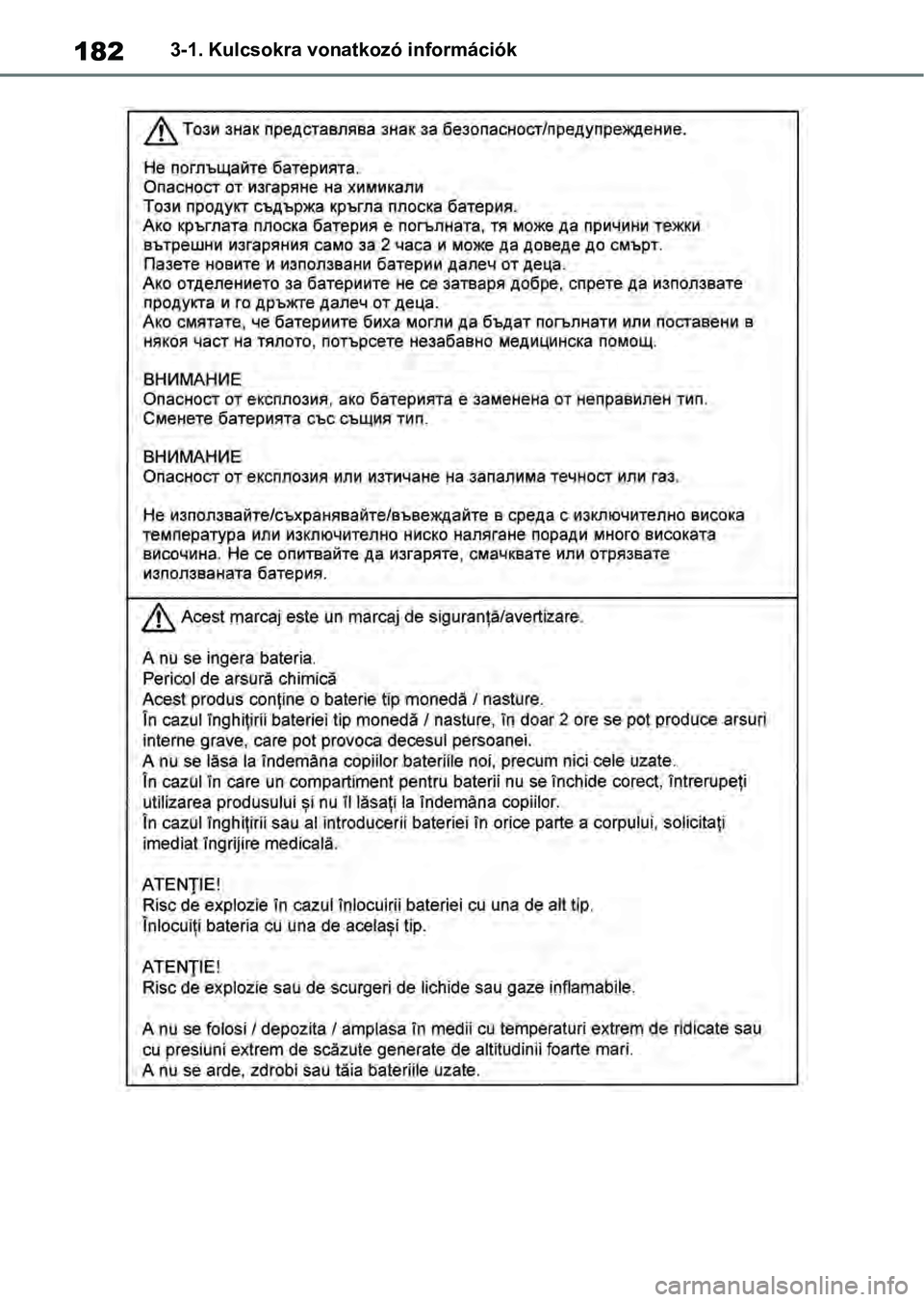 TOYOTA RAV4 2019  Kezelési útmutató (in Hungarian) 1823-1. Kulcsokra vonatkozó információk 