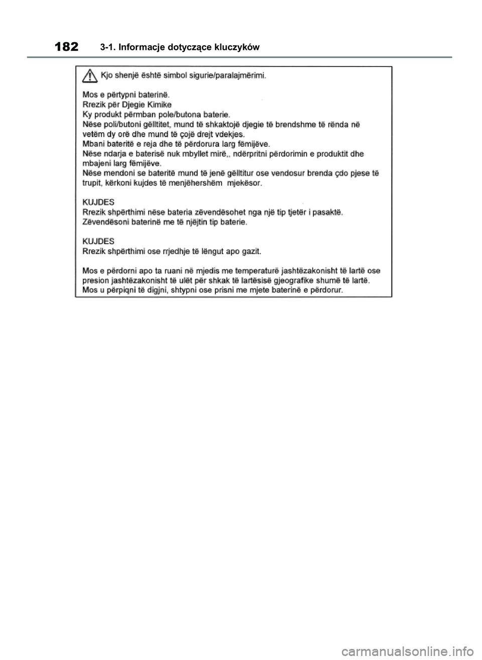 TOYOTA RAV4 2019  Instrukcja obsługi (in Polish) 1823-1. Informacje dotyczàce kluczyków
48 RAV4 HV OM42C86E  19/11/19  11:36  Page 182 