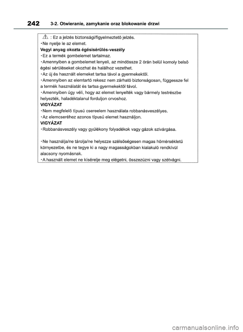 TOYOTA RAV4 2019  Instrukcja obsługi (in Polish) 2423-2. Otwieranie, zamykanie oraz blokowanie drzwi
48 RAV4 HV OM42C86E  19/11/19  11:37  Page 242 