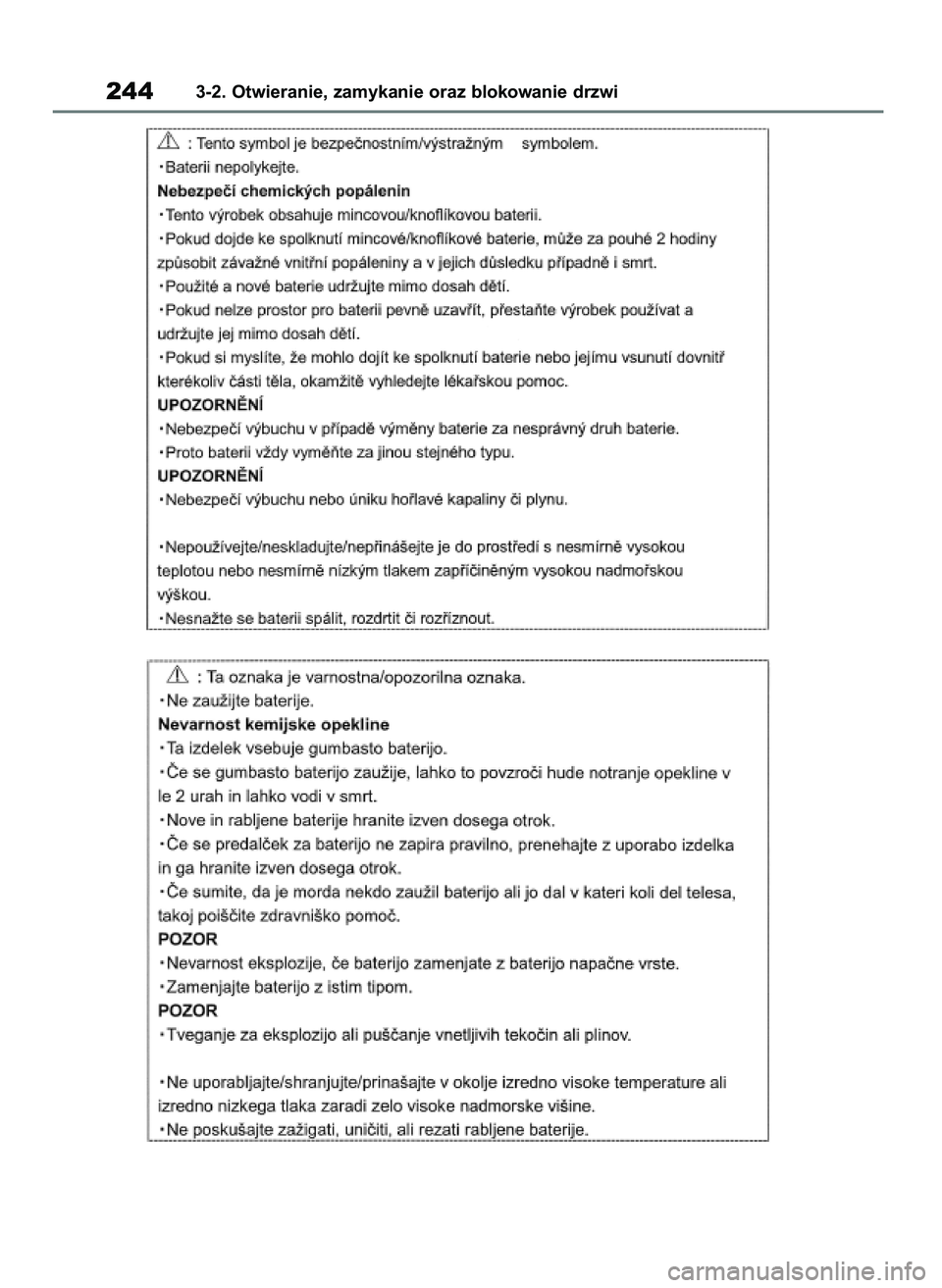 TOYOTA RAV4 2019  Instrukcja obsługi (in Polish) 2443-2. Otwieranie, zamykanie oraz blokowanie drzwi
48 RAV4 HV OM42C86E  19/11/19  11:37  Page 244 