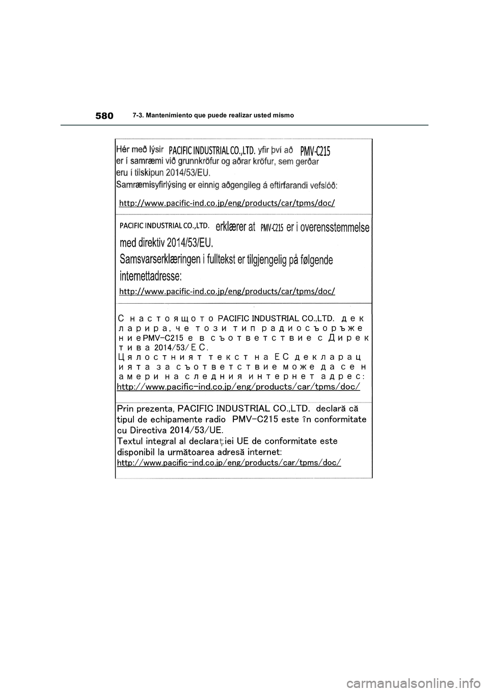 TOYOTA RAV4 2018  Manual del propietario (in Spanish) 5807-3. Mantenimiento que puede realizar usted mismo 