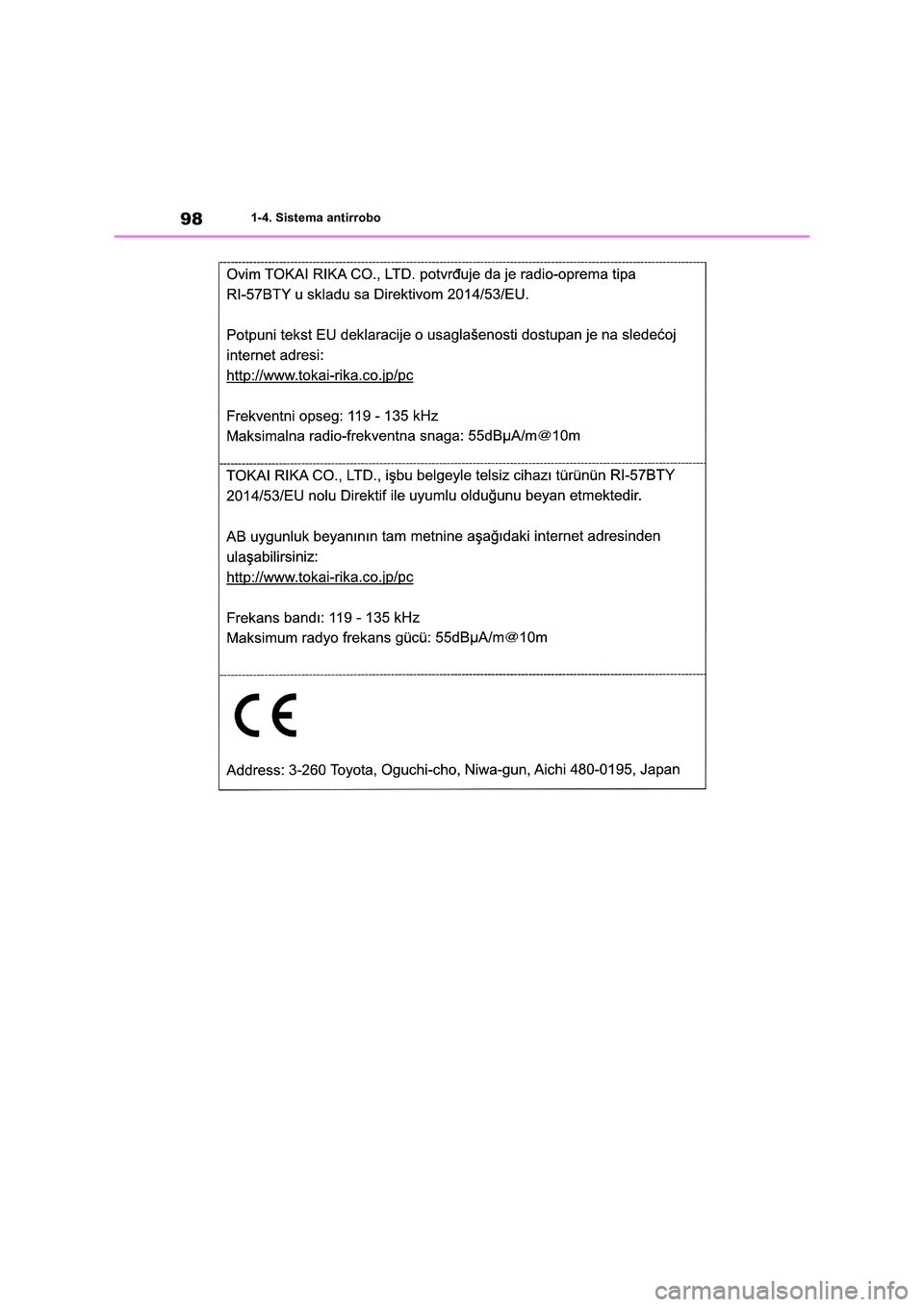 TOYOTA RAV4 2018  Manual del propietario (in Spanish) 981-4. Sistema antirrobo 