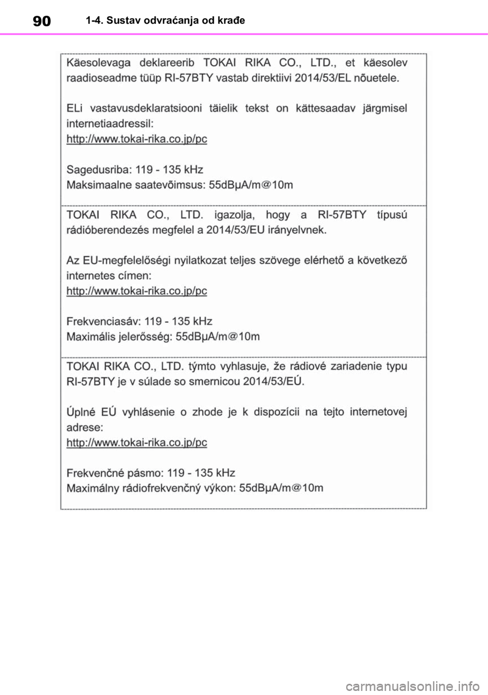 TOYOTA RAV4 2018  Upute Za Rukovanje (in Croatian) 901-4. Sustav odvraćanja od krađe 