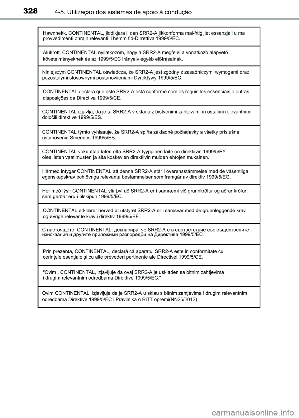TOYOTA RAV4 2016  Manual de utilização (in Portuguese) 3284-5. Utilização dos sistemas de apoio à condução
sec_04-05.fm  Page 328  Thurs day, October 6, 2016  11:56 AM 