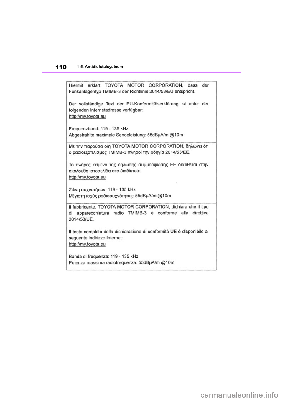 TOYOTA RAV4 HYBRID 2019  Instructieboekje (in Dutch) 1101-5. Antidiefstalsysteem
pM_RAV4-HV_OM_OM42D12E_(EE).book  Page 110  Friday, March 22, 2019  11:40 AM 