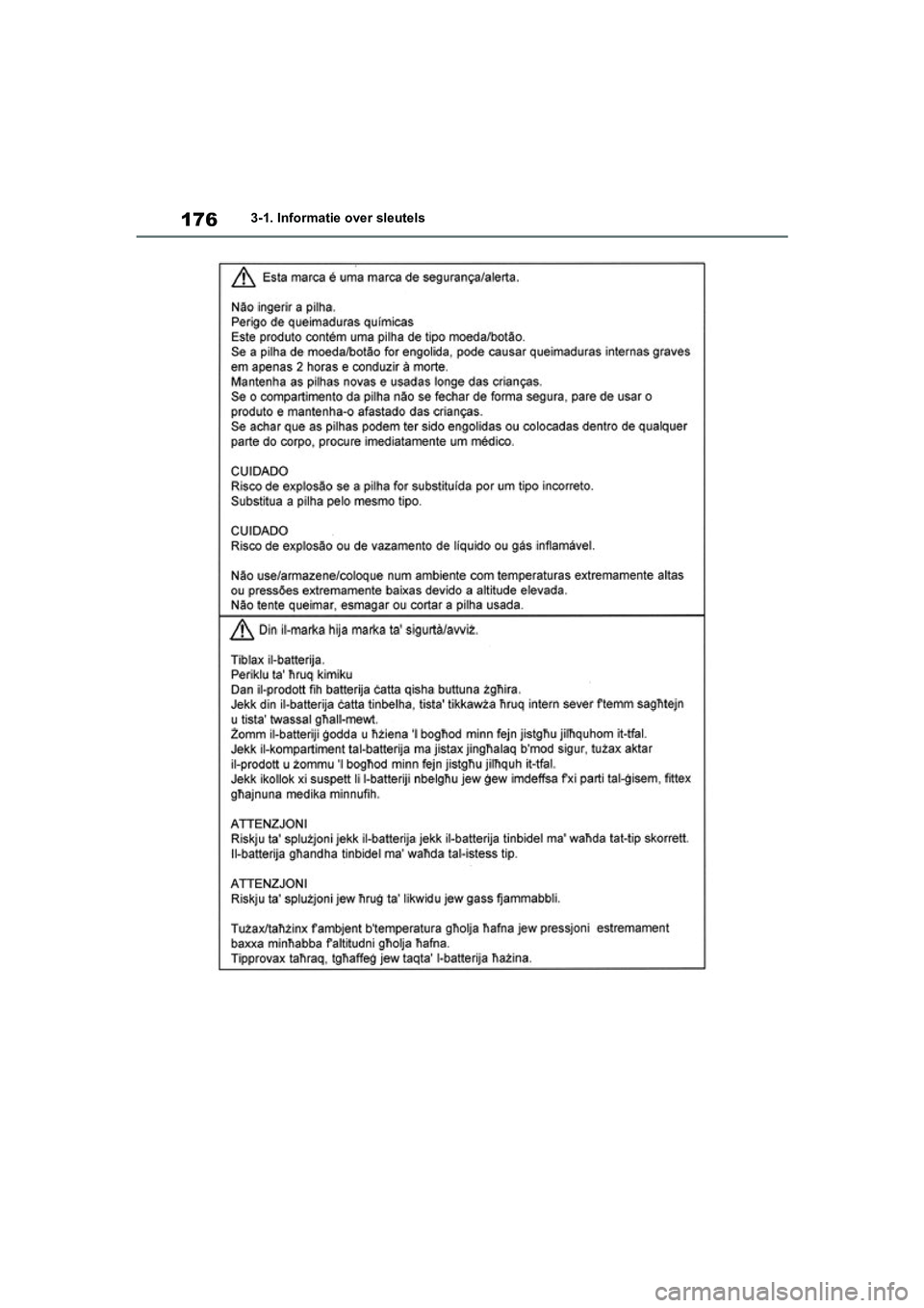 TOYOTA RAV4 HYBRID 2019  Instructieboekje (in Dutch) 1763-1. Informatie over sleutels
pM_RAV4-HV_OM_OM42D12E_(EE).book  Page 176  Friday, March 22, 2019  11:40 AM 