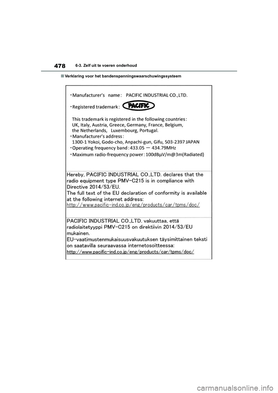 TOYOTA RAV4 HYBRID 2019  Instructieboekje (in Dutch) 4786-3. Zelf uit te voeren onderhoud
■Verklaring voor het bandenspanningswaarschuwingssysteem
pM_RAV4-HV_OM_OM42D12E_(EE) .book  Page 478  Friday, March 22, 2019  11:40 AM 