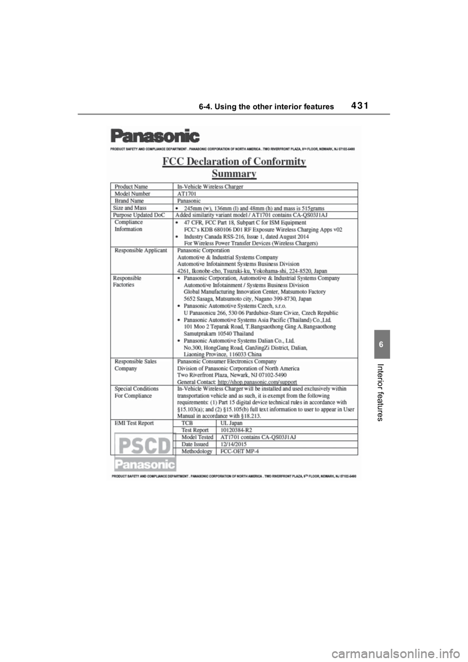 TOYOTA RAV4 PRIME 2021  Owners Manual 4316-4. Using the other interior features
6
Interior features 