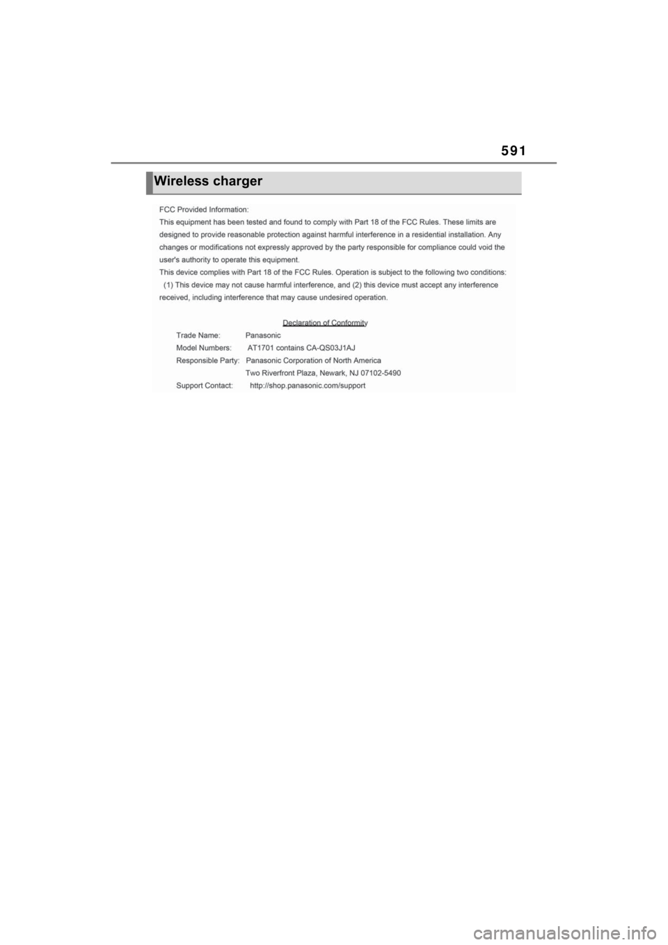 TOYOTA SIENNA HYBRID 2022  Owners Manual 591
Wireless charger 