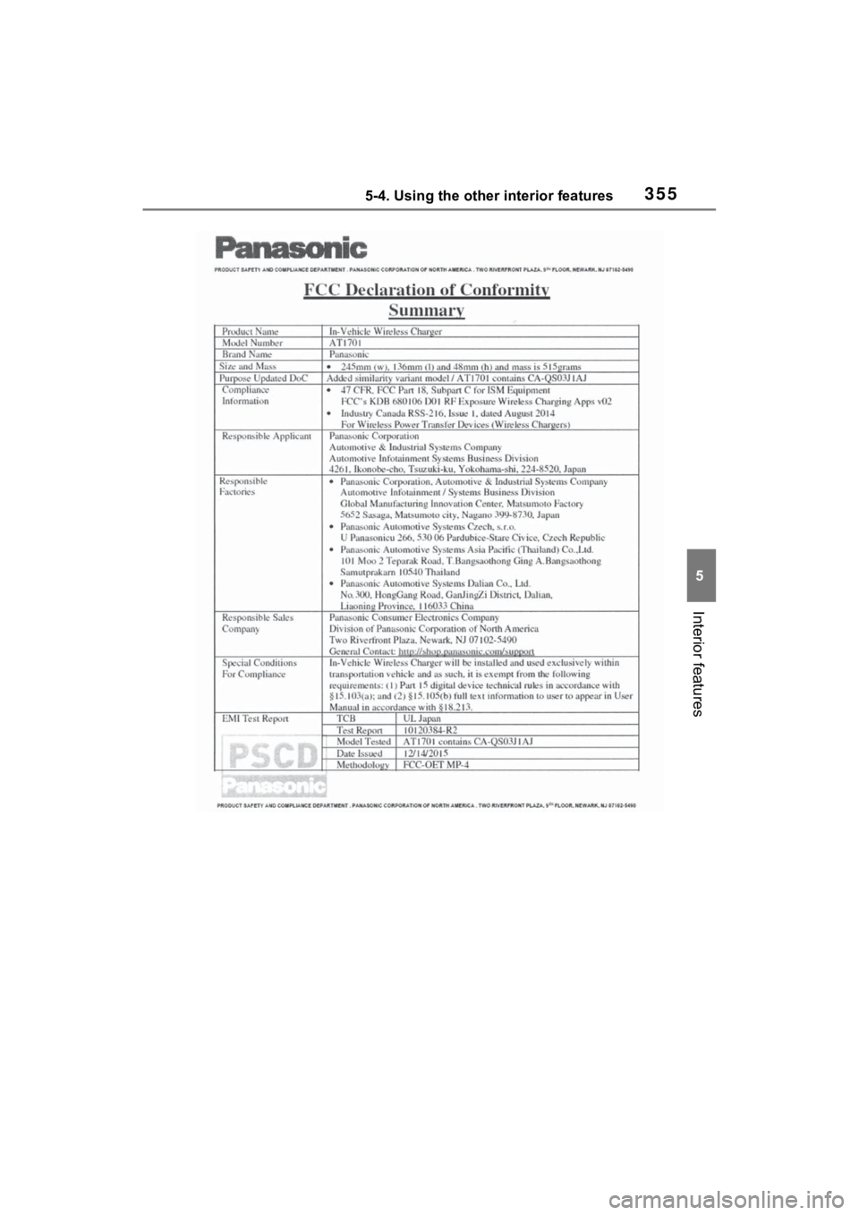 TOYOTA VENZA HYBRID 2022  Owners Manual 3555-4. Using the other interior features
5
Interior features 