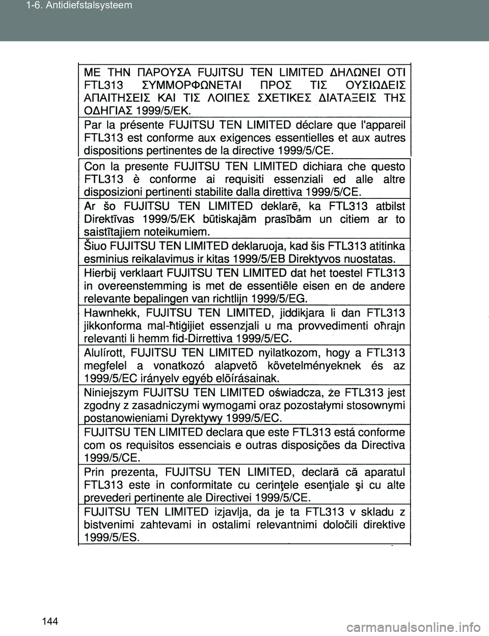 TOYOTA VERSO 2017  Instructieboekje (in Dutch) 144 1-6. Antidiefstalsysteem
VERSO_EE_OM64517E
VERSO_OM_Europe_OM64517E.book  Page 144  Wednesday, December 14, 2016  3:33 PM 