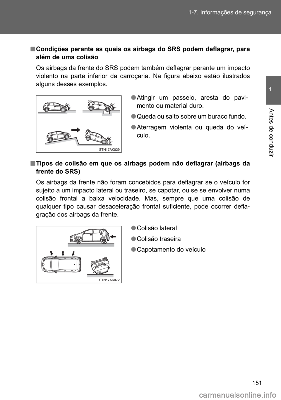 TOYOTA VERSO 2017  Manual de utilização (in Portuguese) ��� ������,�Q�I�R�U�P�D�o�}�H�V��G�H��V�H�J�X�U�D�Q�o�D
�
�$�Q�W�H�V��G�H��F�R�Q�G�X�]�L�U
n
nn n�&�R�Q�G�L�o�}�H�V��S�H�U�D�Q�W�H��D�V��T�X�D�L�V��R�V��D�L�U�E�D�J�V��G�R��6�5�6�