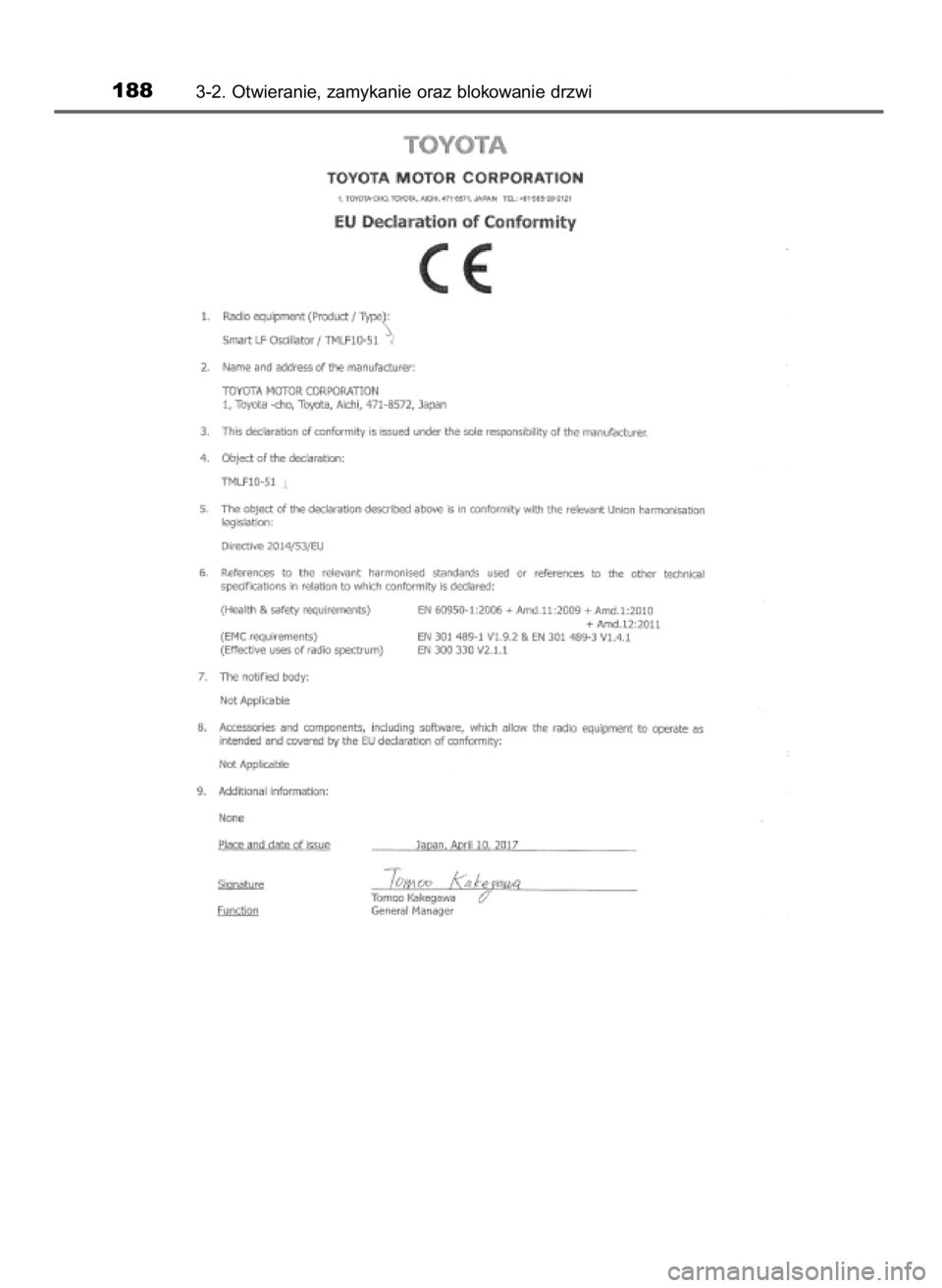 TOYOTA YARIS HATCHBACK 2019  Instrukcja obsługi (in Polish) 1883-2. Otwieranie, zamykanie oraz blokowanie drzwi
10 YARIS OM52A54E  8/4/19  11:06  Page 188    (Black plate) 
