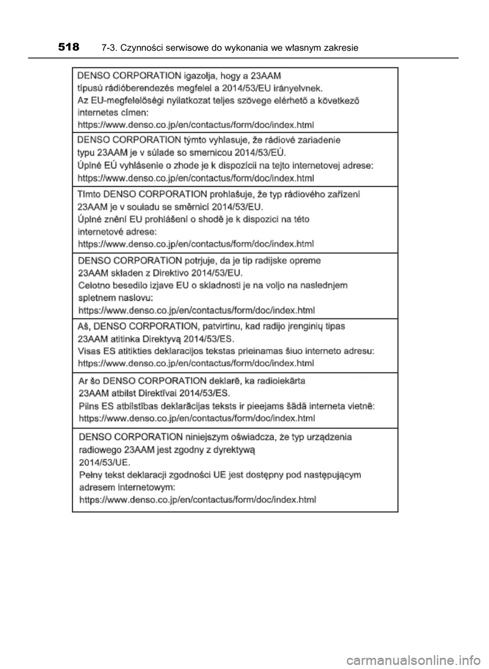 TOYOTA YARIS HATCHBACK 2019  Instrukcja obsługi (in Polish) 5187-3. CzynnoÊci serwisowe do wykonania we w∏asnym zakresie
10 YARIS OM52A54E  8/4/19  11:07  Page 518    (Black plate) 