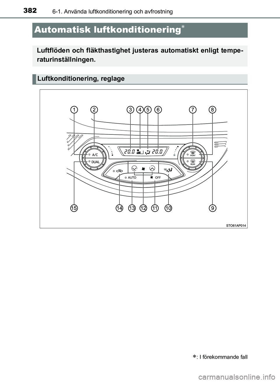 TOYOTA YARIS HATCHBACK 2019  Bruksanvisningar (in Swedish) 3826-1. Använda luftkonditionering och avfrostning
OM52A54SE
Automatisk luftkonditionering
: I förekommande fall
Luftflöden och fläkthastighet justeras automatiskt enligt tempe-
raturinstäl