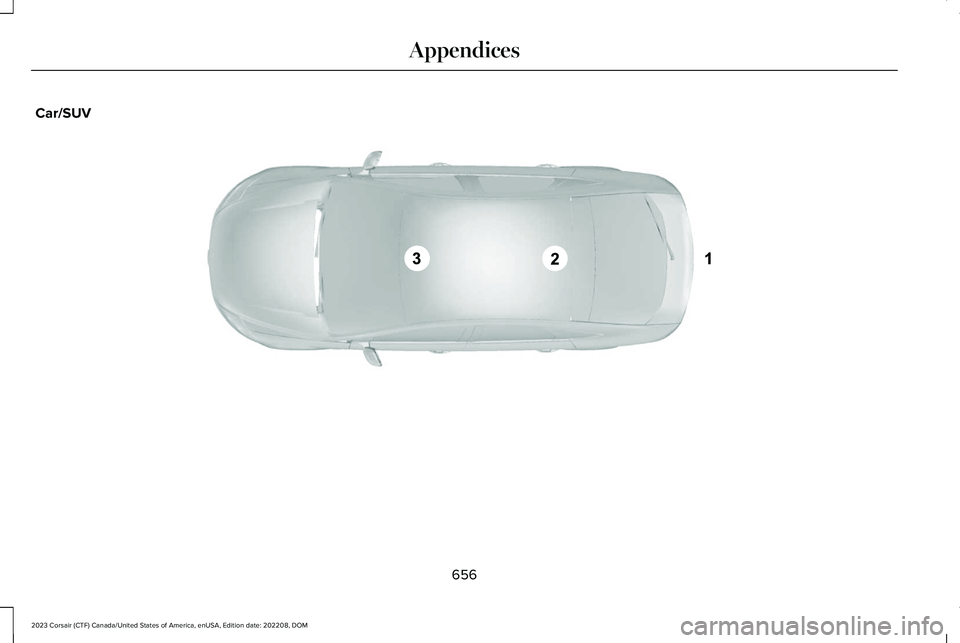 LINCOLN CORSAIR 2023  Owners Manual Car/SUV
656
2023 Corsair (CTF) Canada/United States of America, enUSA, Edition date: 202208, DOMAppendicesE239120   