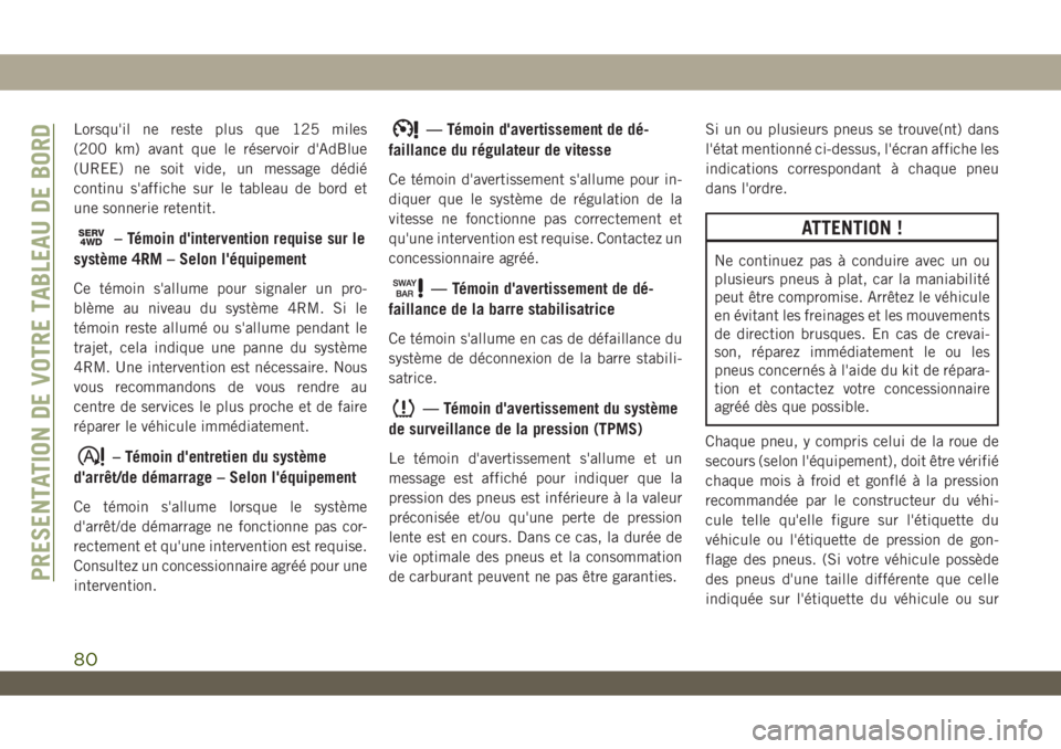 JEEP WRANGLER 2DOORS 2019 Notice dentretien (in French) Lorsqu'il ne reste plus que 125 miles
(200 km) avant que le réservoir d'AdBlue
(UREE) ne soit vide, un message dédié
continu s'affiche sur le tableau de bord et
une sonnerie retentit.
S JEEP WRANGLER 2DOORS 2019 Notice dentretien (in French) Lorsqu'il ne reste plus que 125 miles
(200 km) avant que le réservoir d'AdBlue
(UREE) ne soit vide, un message dédié
continu s'affiche sur le tableau de bord et
une sonnerie retentit.
S