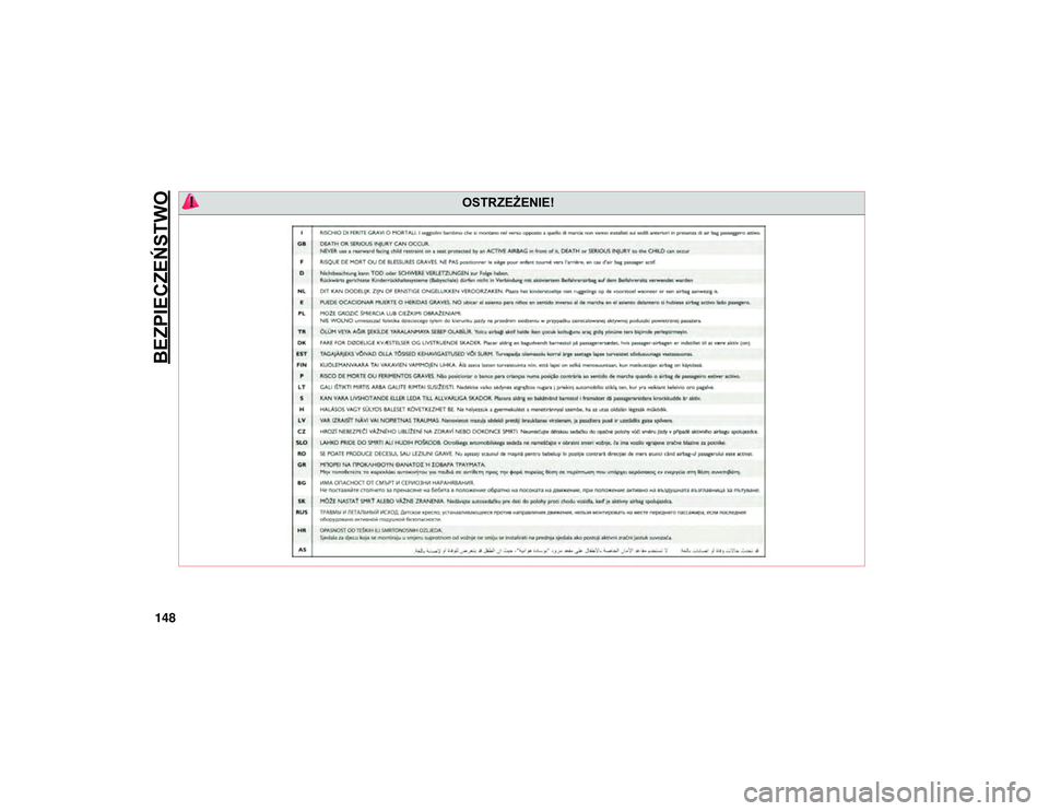 JEEP WRANGLER 2DOORS 2021  Instrukcja obsługi (in Polish) BEZPIECZEŃSTWO
148
 OSTRZEŻENIE!
2020_JEEP_JL_WRANGLER_UG_LHD_EE.book  Page 148   