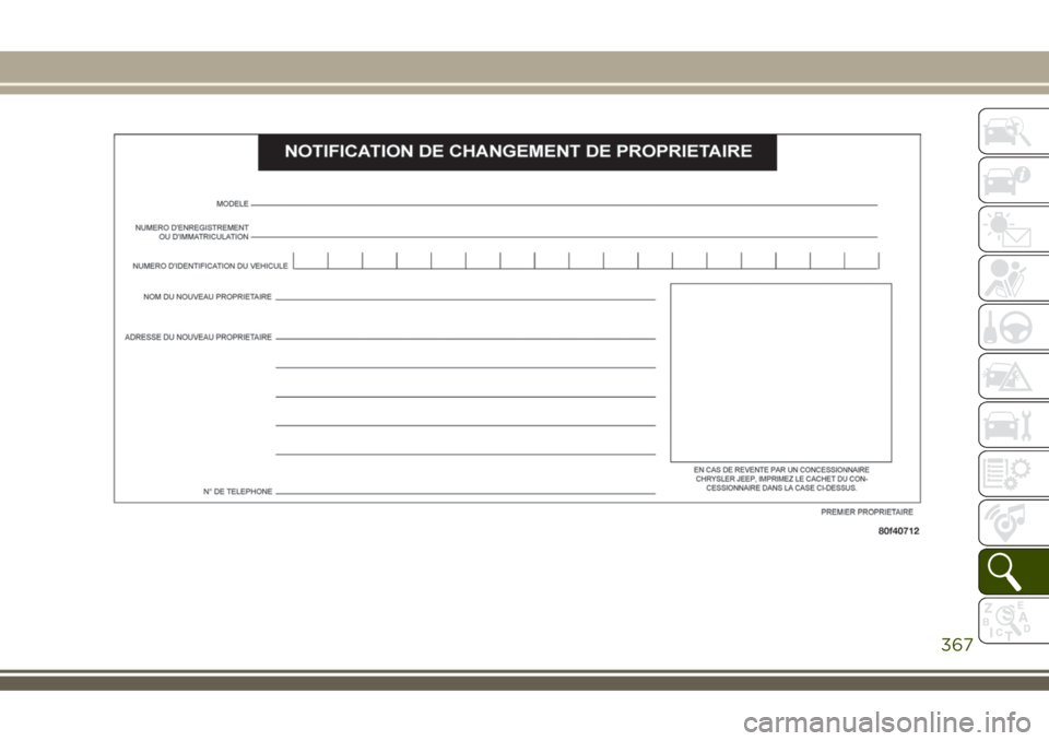 JEEP COMPASS 2018  Notice dentretien (in French) 367 