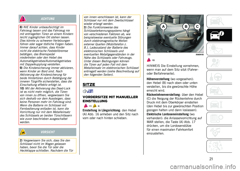 JEEP RENEGADE 2021  Betriebsanleitung (in German) ���������
�I�6 �3��8 �+�����	 ��������������� ��
����	���� ������ ��� ��� ����	���� ���
�
�� ����	�������� �(�%�	�� �� ��