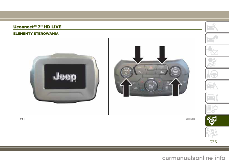 JEEP RENEGADE 2018  Instrukcja obsługi (in Polish) Uconnect™ 7” HD LIVE
ELEMENTY STEROWANIA
211J0A0633C
335 