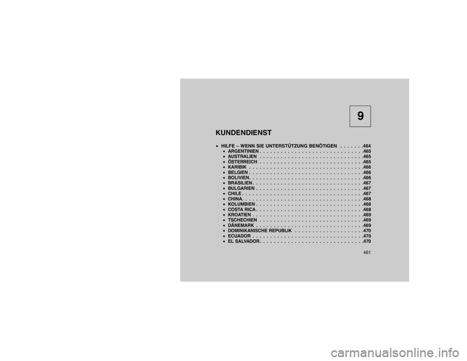 JEEP GRAND CHEROKEE 2016 Betriebsanleitung (in German) 9
KUNDENDIENST
HILFE – WENN SIE UNTERSTÜTZUNG BENÖTIGEN . . . . . . .464
ARGENTINIEN . . . . . . . . . . . . . . . . . . . . . . . . . . . . . .465
AUSTRALIEN . . . . . . . . . . . . . . . . JEEP GRAND CHEROKEE 2016 Betriebsanleitung (in German) 9
KUNDENDIENST
HILFE – WENN SIE UNTERSTÜTZUNG BENÖTIGEN . . . . . . .464
ARGENTINIEN . . . . . . . . . . . . . . . . . . . . . . . . . . . . . .465
AUSTRALIEN . . . . . . . . . . . . . . . .