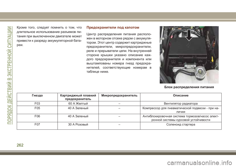 JEEP GRAND CHEROKEE 2018  Руководство по эксплуатации и техобслуживанию (in Russian) Кроме того, следует помнить о том, что
длительное использование разъемов пи-
тания при выключенном двигателе 