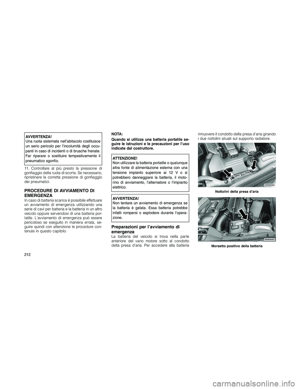 JEEP PATRIOT 2018 Libretto Uso Manutenzione (in Italian) AVVERTENZA!
Una ruota sistemata nell’abitacolo costituisce
un serio pericolo per l’incolumità degli occu-
panti in caso di incidenti o di brusche frenate.
Far riparare o sostituire tempestivament JEEP PATRIOT 2018 Libretto Uso Manutenzione (in Italian) AVVERTENZA!
Una ruota sistemata nell’abitacolo costituisce
un serio pericolo per l’incolumità degli occu-
panti in caso di incidenti o di brusche frenate.
Far riparare o sostituire tempestivament