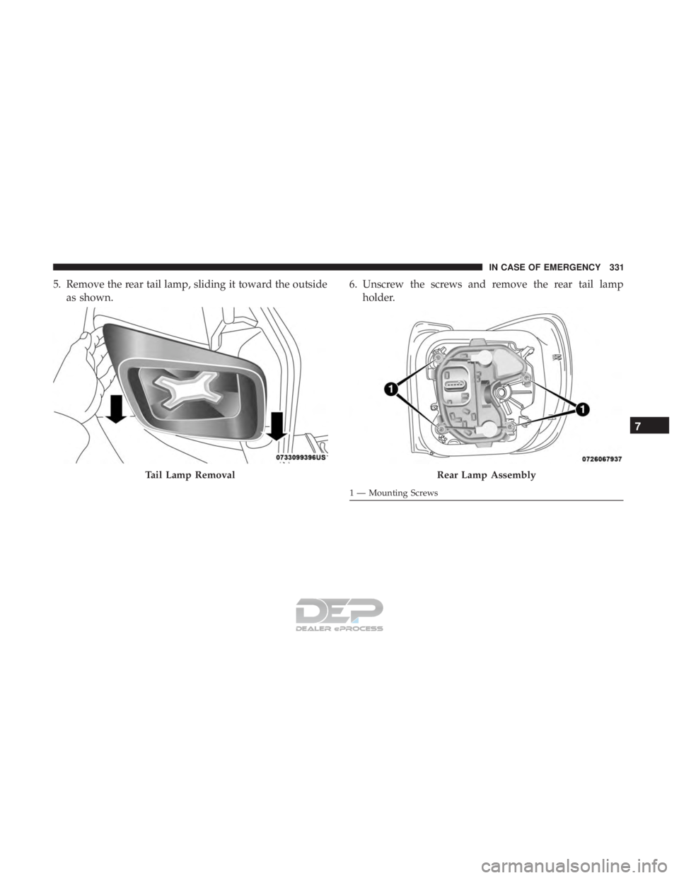JEEP RENEGADE LATITUDE 2017  Owners Manual Rear Lamp Assembly  