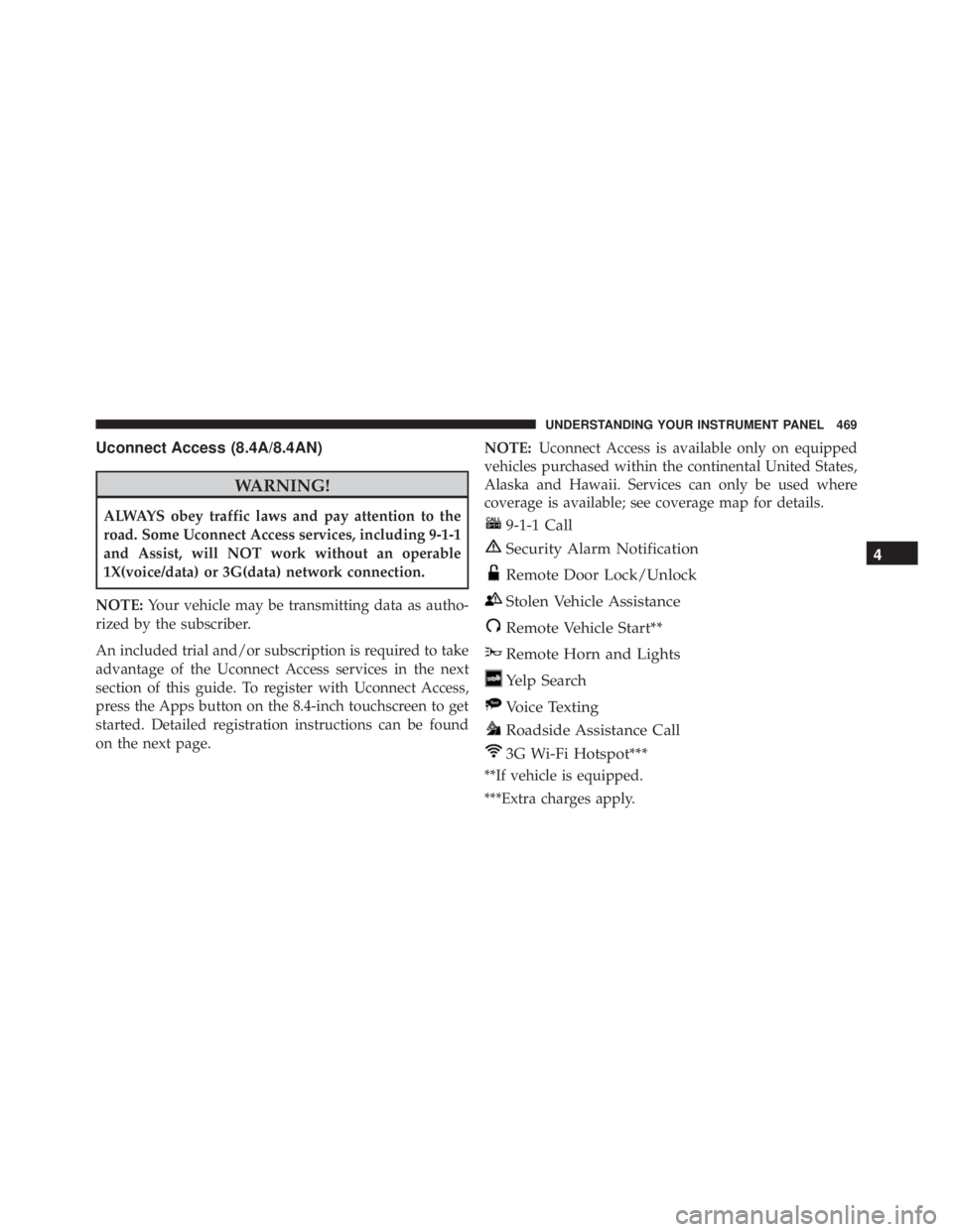 JEEP CHEROKEE LIMITED 2016  Owners Manual Uconnect Access (8.4A/8.4AN) 