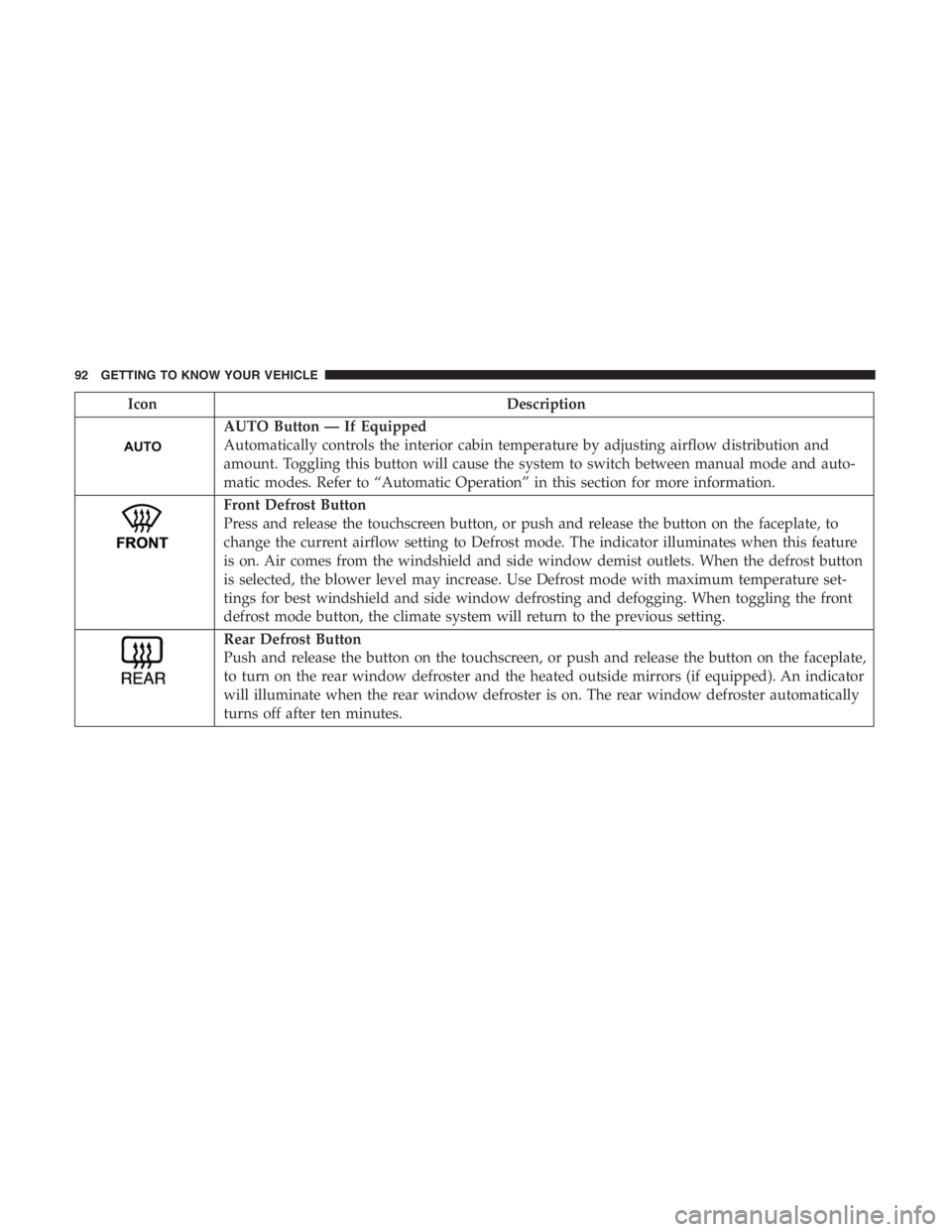 JEEP CHEROKEE LIMITED 2019  Owners Manual AUTO Button 