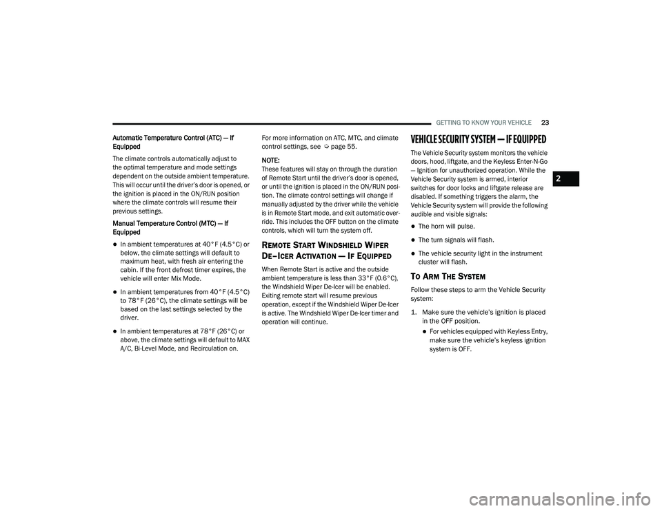 JEEP CHEROKEE LATITUDE LUX 2021  Owners Manual 2

21_KL_OM_EN_USC_t.book  Page 23   