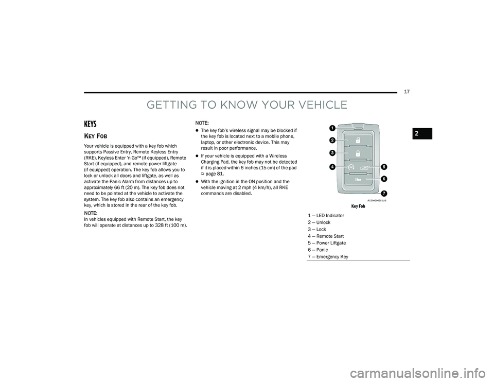 JEEP GRAND CHEROKEE LIMITED 2022  Owners Manual GETTING TO KNOW YOUR VE�\b�	��\fE
KEYS 
KEY FOB
Your vehicle is equipped with a key fob which 
supports Passive Entry, Remote Keyless Entry 
(RKEyf���.�H�\�O�H�V�V��(�Q�W�H�U��