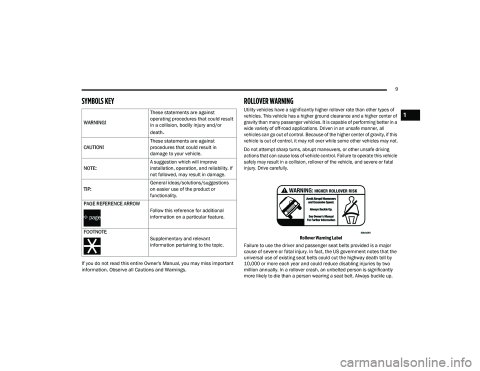 JEEP GRAND CHEROKEE LIMITED 2021  Owners Manual 1

21_WK_OM_EN_USC_t.book  Page 9   