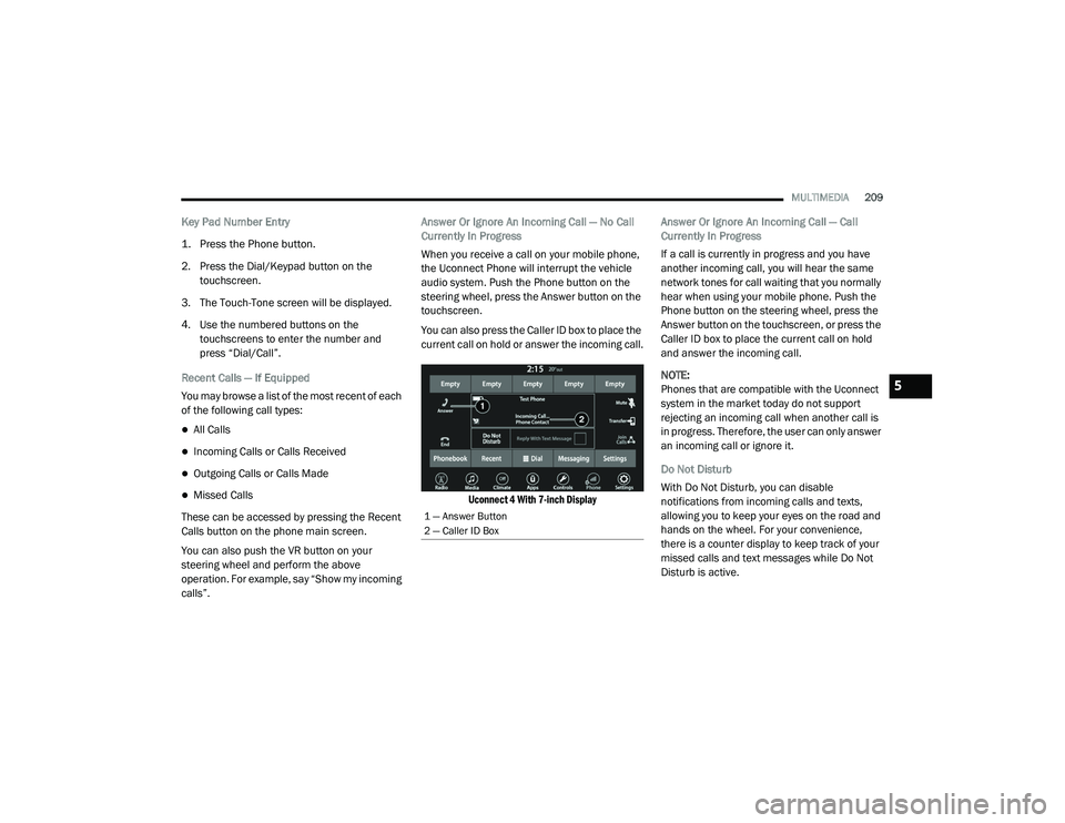 JEEP GRAND CHEROKEE LIMITED 2021  Owners Manual 5

21_WK_OM_EN_USC_t.book  Page 209   