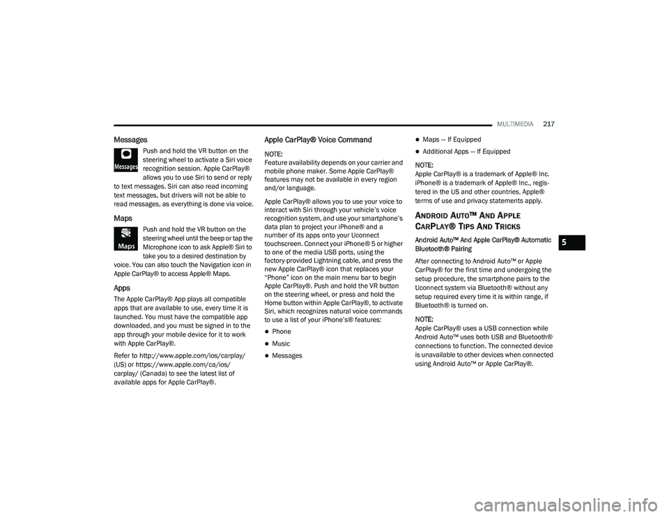 JEEP GRAND CHEROKEE LIMITED 2021  Owners Manual 5

21_WK_OM_EN_USC_t.book  Page 217   